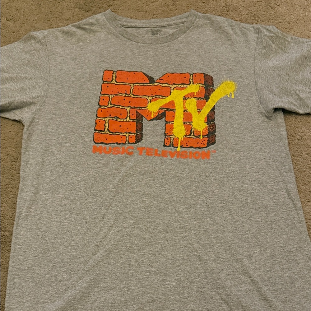 MTV Gray Tee with Orange and Yellow Logo
